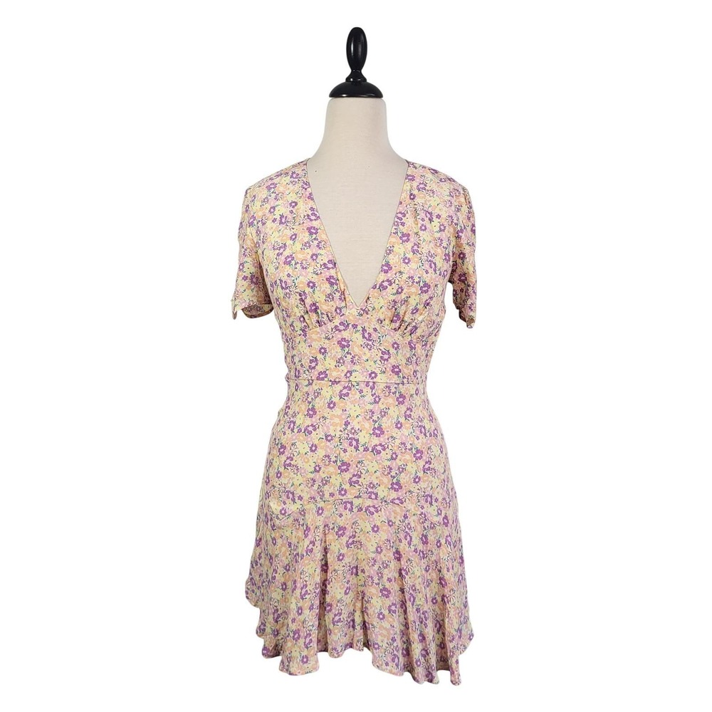 VTG‎ Y2K Floral Babydoll Mini Dress Small Pink Empire Waist Coquette Cottagecore